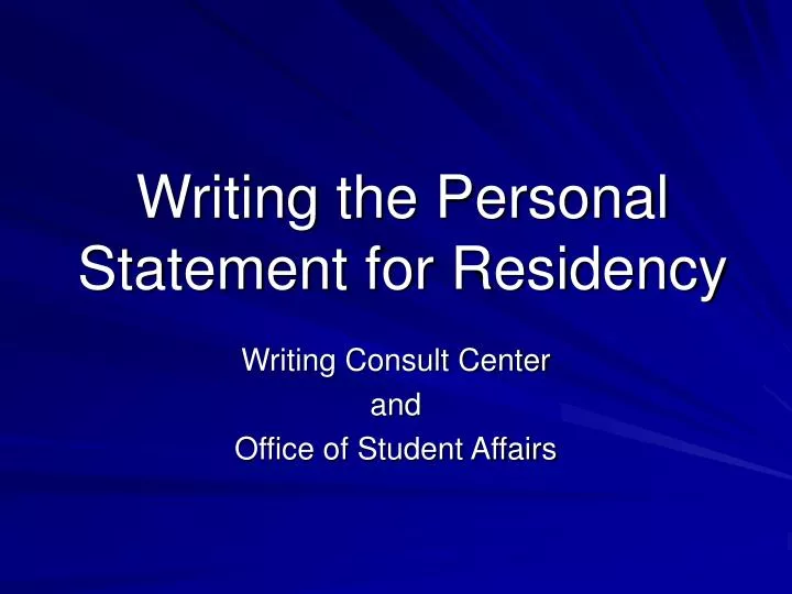 writing the personal statement for residency