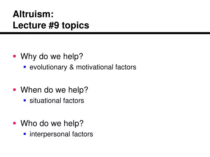altruism lecture 9 topics
