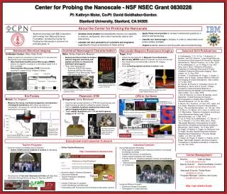 Center for Probing the Nanoscale - NSF NSEC Grant 0830228 PI: Kathryn Moler, Co-PI: David Goldhaber-Gordon Stanford Univ