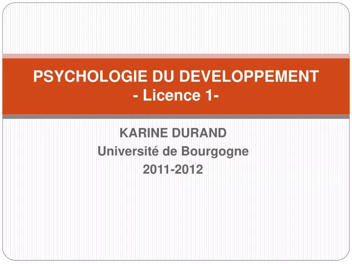 psychologie du developpement licence 1