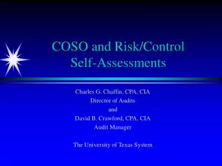 COSO and Risk/Control Self-Assessments