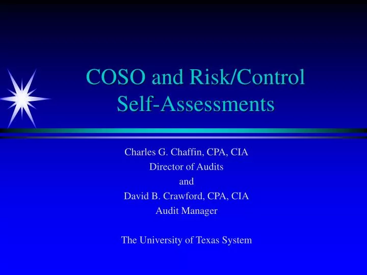 coso and risk control self assessments
