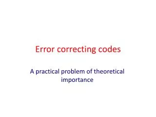 Error correcting codes