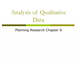 Analysis of Qualitative Data