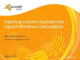 Injecting custom payload into signed Windows executables ! Title