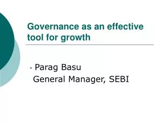 Governance as an effective tool for growth
