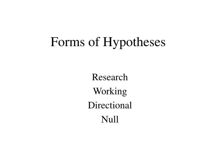 forms of hypotheses