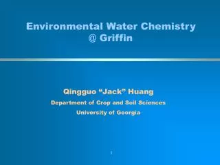 Environmental Water Chemistry @ Griffin