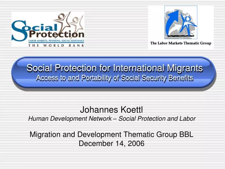 social protection for international migrants access to and portability of social security benefits