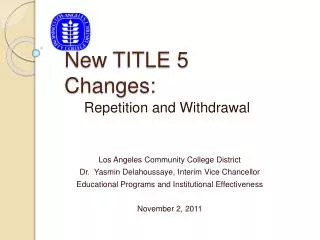 New TITLE 5 Changes: