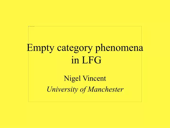empty category phenomena in lfg