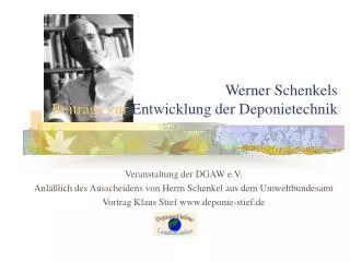 werner schenkels beitr ge zur entwicklung der deponietechnik