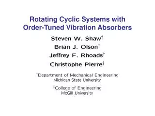 Rotating Cyclic Systems with Order-Tuned Vibration Absorbers