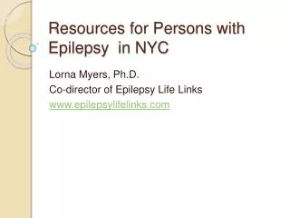 Resources for Persons with Epilepsy in NYC