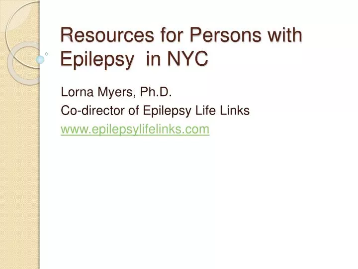 resources for persons with epilepsy in nyc