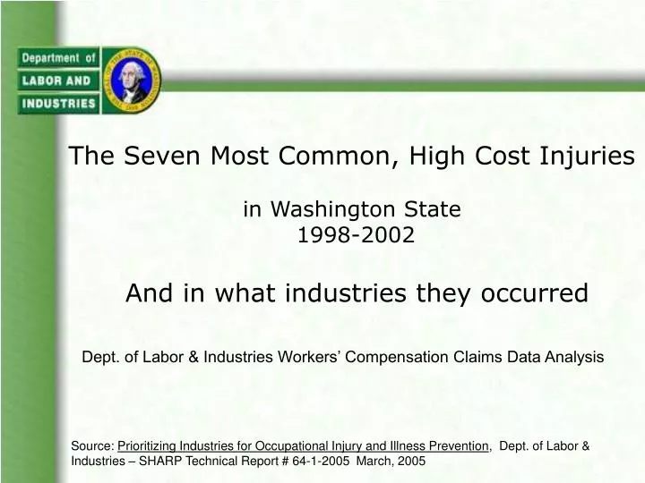 the seven most common high cost injuries in washington state 1998 2002