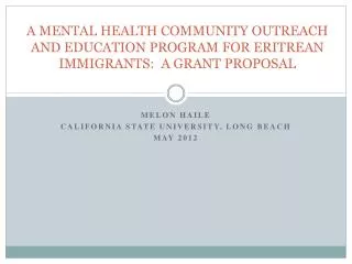 a mental health community outreach and education program for eritrean immigrants a grant proposal