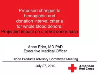 Proposed changes to hemoglobin and donation interval criteria for whole blood donors: Projected impact on current don