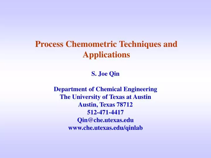 process chemometric techniques and applications