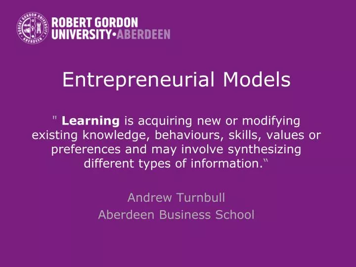 entrepreneurial models
