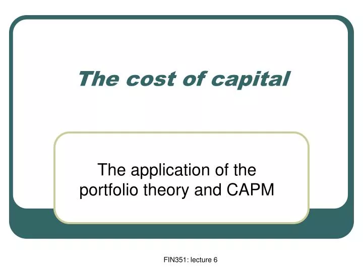 the cost of capital