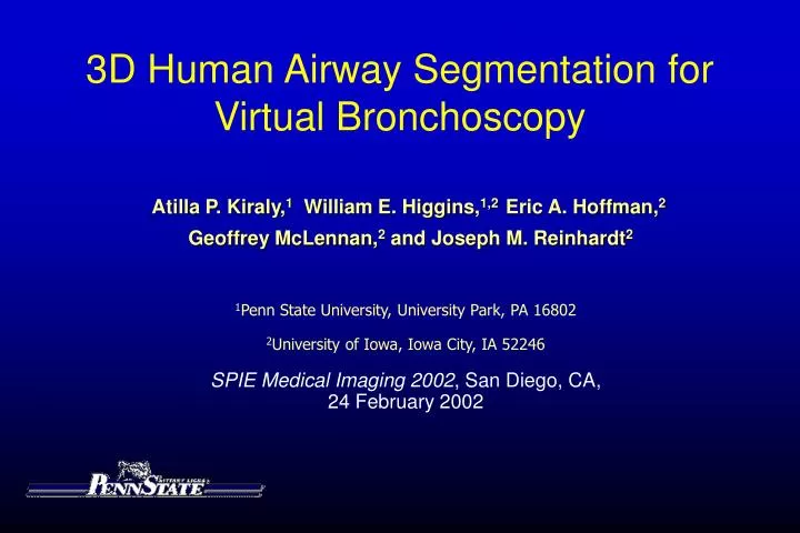 3d human airway segmentation for virtual bronchoscopy