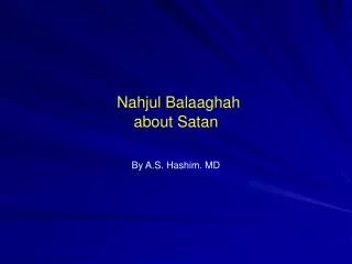 Nahjul Balaaghah about Satan