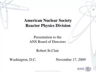 American Nuclear Society Reactor Physics Division
