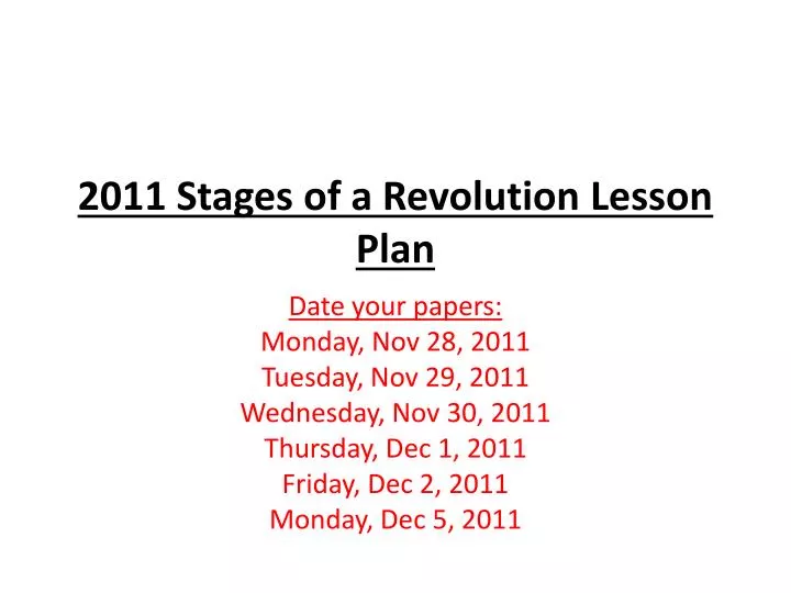2011 stages of a revolution lesson plan