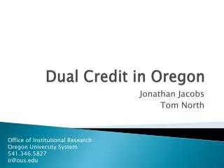 Dual Credit in Oregon