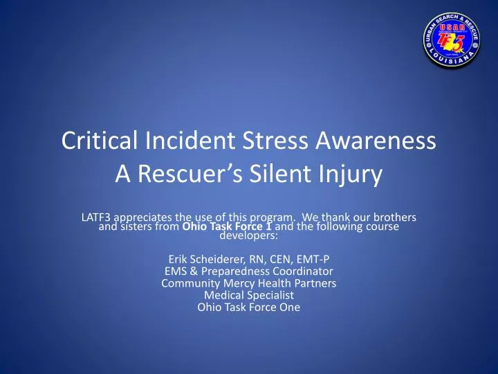 critical incident stress awareness a rescuer s silent injury