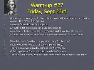 Warm-up #27 Friday, Sept.23rd