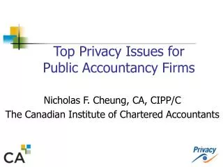 Top Privacy Issues for Public Accountancy Firms