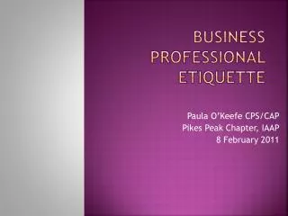 Business Professional Etiquette