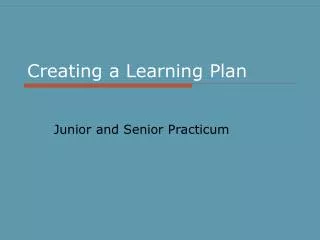 Creating a Learning Plan