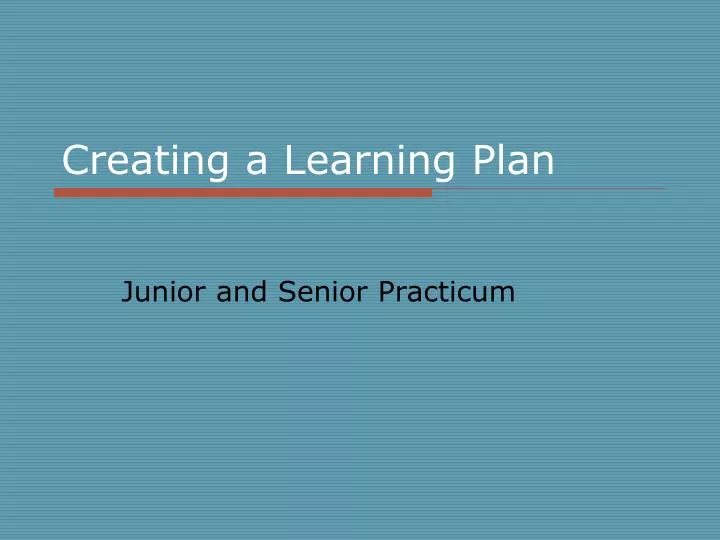 creating a learning plan