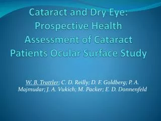 Cataract and Dry Eye: Prospective Health Assessment of Cataract Patients Ocular Surface Study