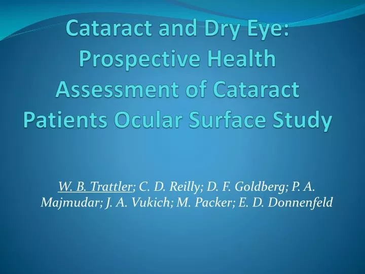 cataract and dry eye prospective health assessment of cataract patients ocular surface study