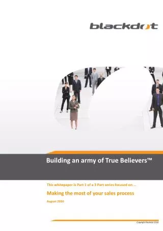 sales force effectiveness - building an army of true believe