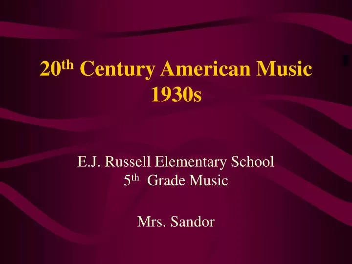 20 th century american music 1930s