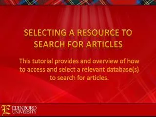 Selecting a resource to search for articles