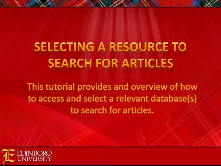 selecting a resource to search for articles