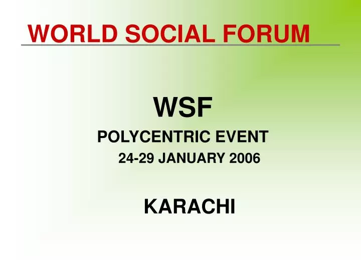 world social forum