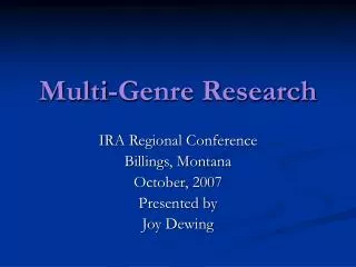 Multi-Genre Research