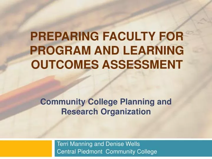 preparing faculty for program and learning outcomes assessment