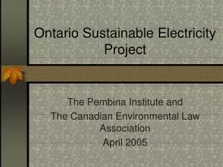 Ontario Sustainable Electricity Project