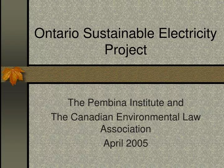 ontario sustainable electricity project