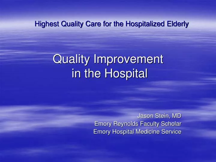 quality improvement in the hospital