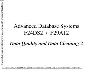 Advanced Database Systems F24DS2 / F29AT2