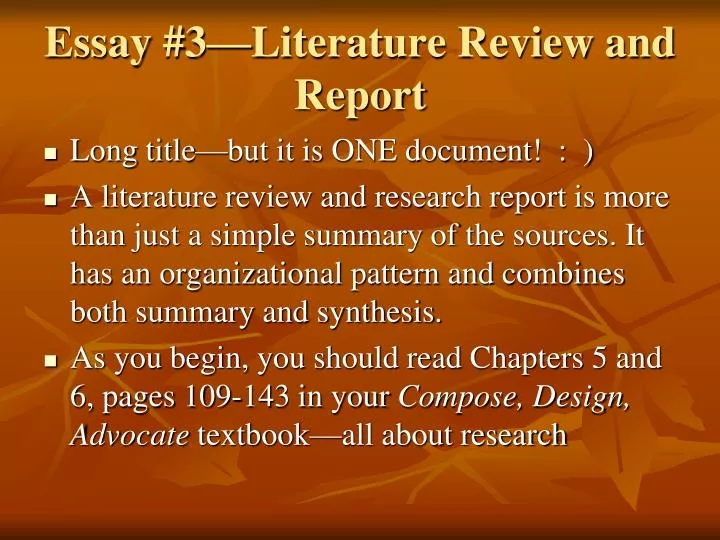 essay 3 literature review and report